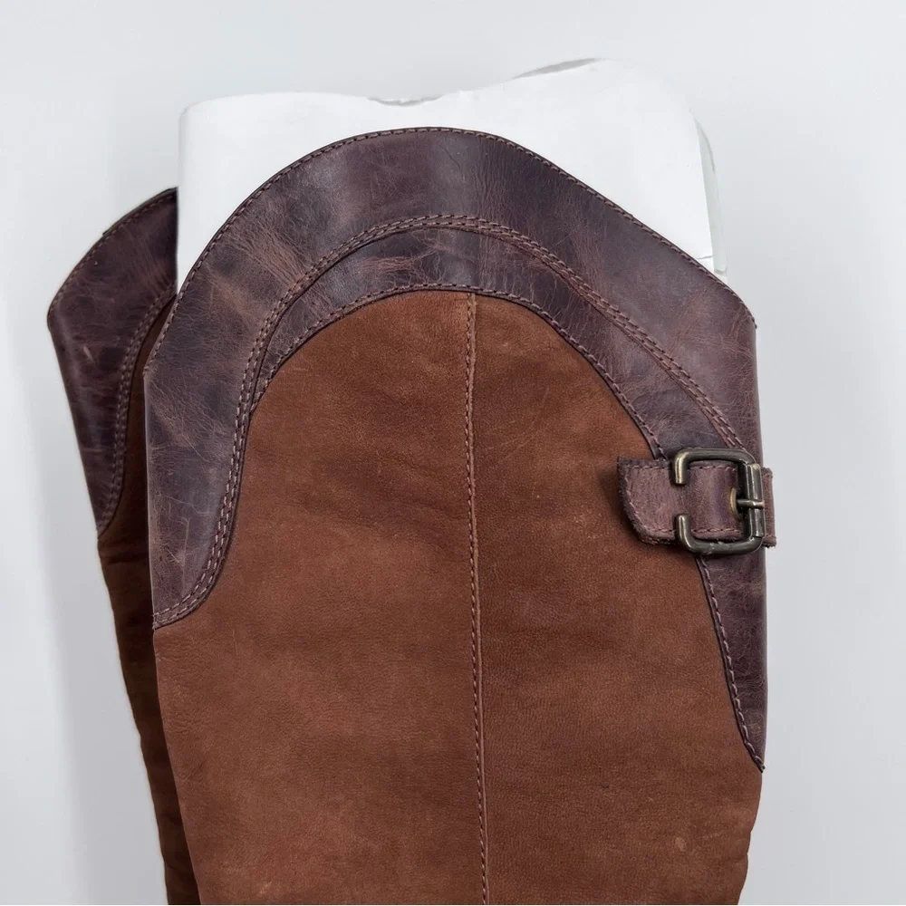 Matisse Brown Leather Chaps Knee High Buckle Boots - Picture 3 of 13